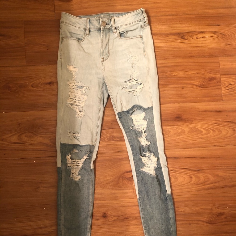 Patched AEO skinny jeans
